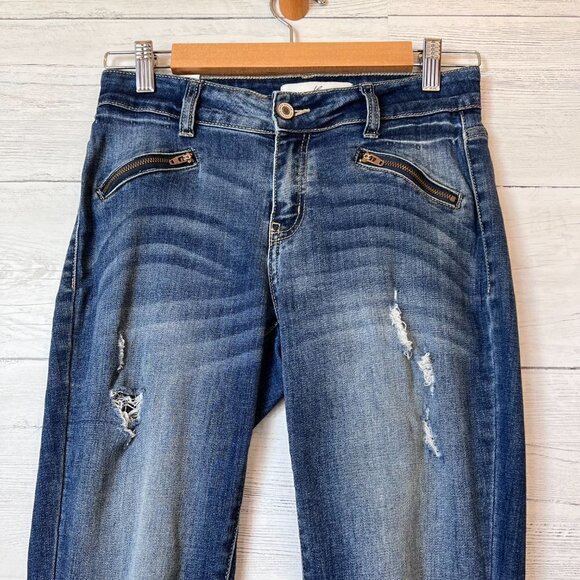 KanCan Jeans Womens SZ 26 Los Angeles Distressed Ankle Zipper Medium Wash Denim - Picture 5 of 16